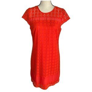 Red Herring Women's Orange Lace Short Sleeve Dress USA 8 NWT
